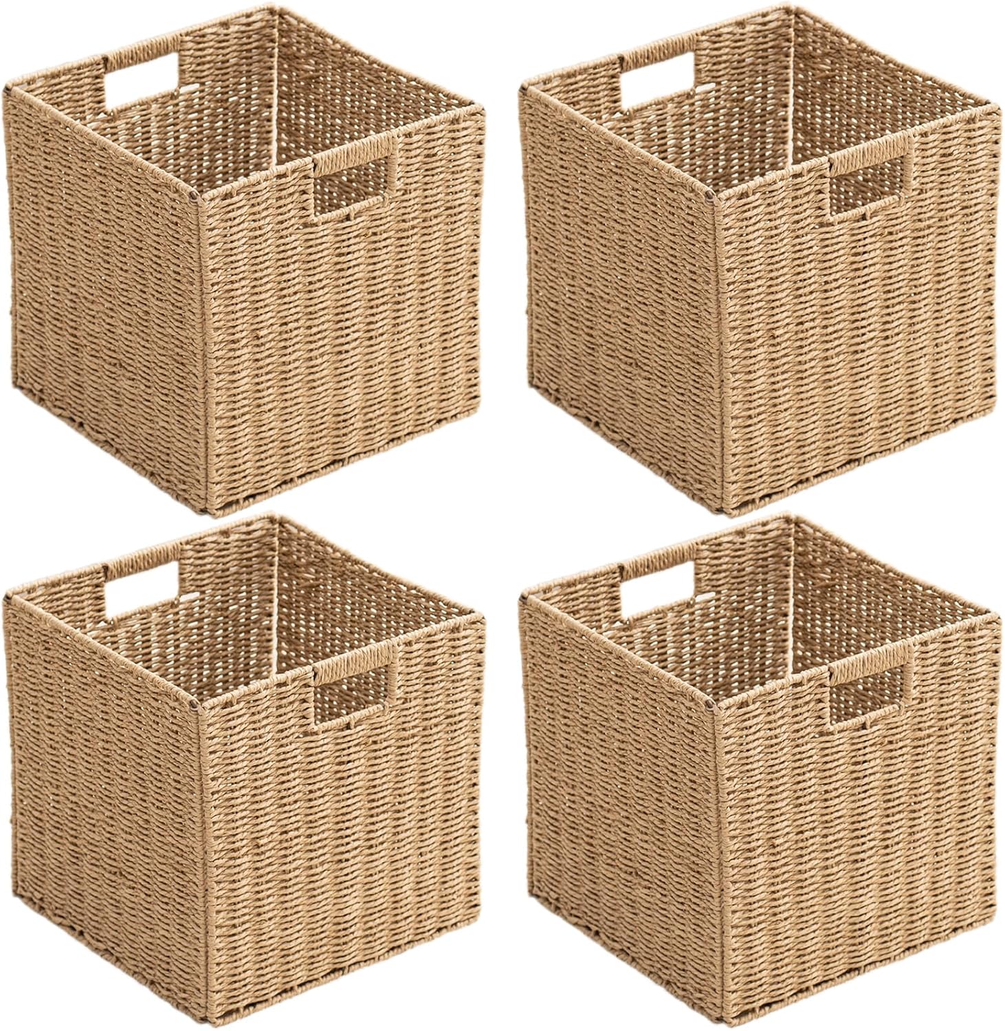 Foldable Wicker Storage Cubes Wicker Storage Baskets Rectangular Laundry Organizer Storage Baskets