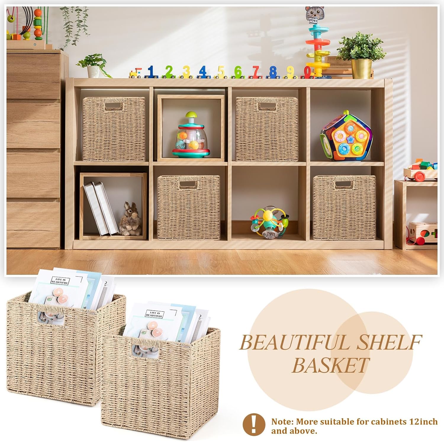 Foldable Wicker Storage Cubes Wicker Storage Baskets Rectangular Laundry Organizer Storage Baskets