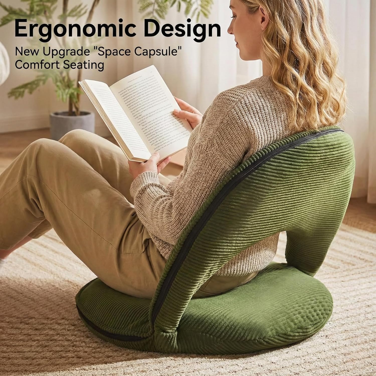 Lazy Sofa Tatami Chair High-Quality Comfortable Lazy Sofa Armchair 5-Level Adjustable with Cushion