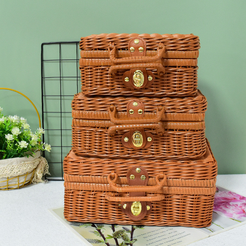 Gift Boxes For Presents With Lids Rattan Storage Box For Birthday Gift Packaging Pinic Storage