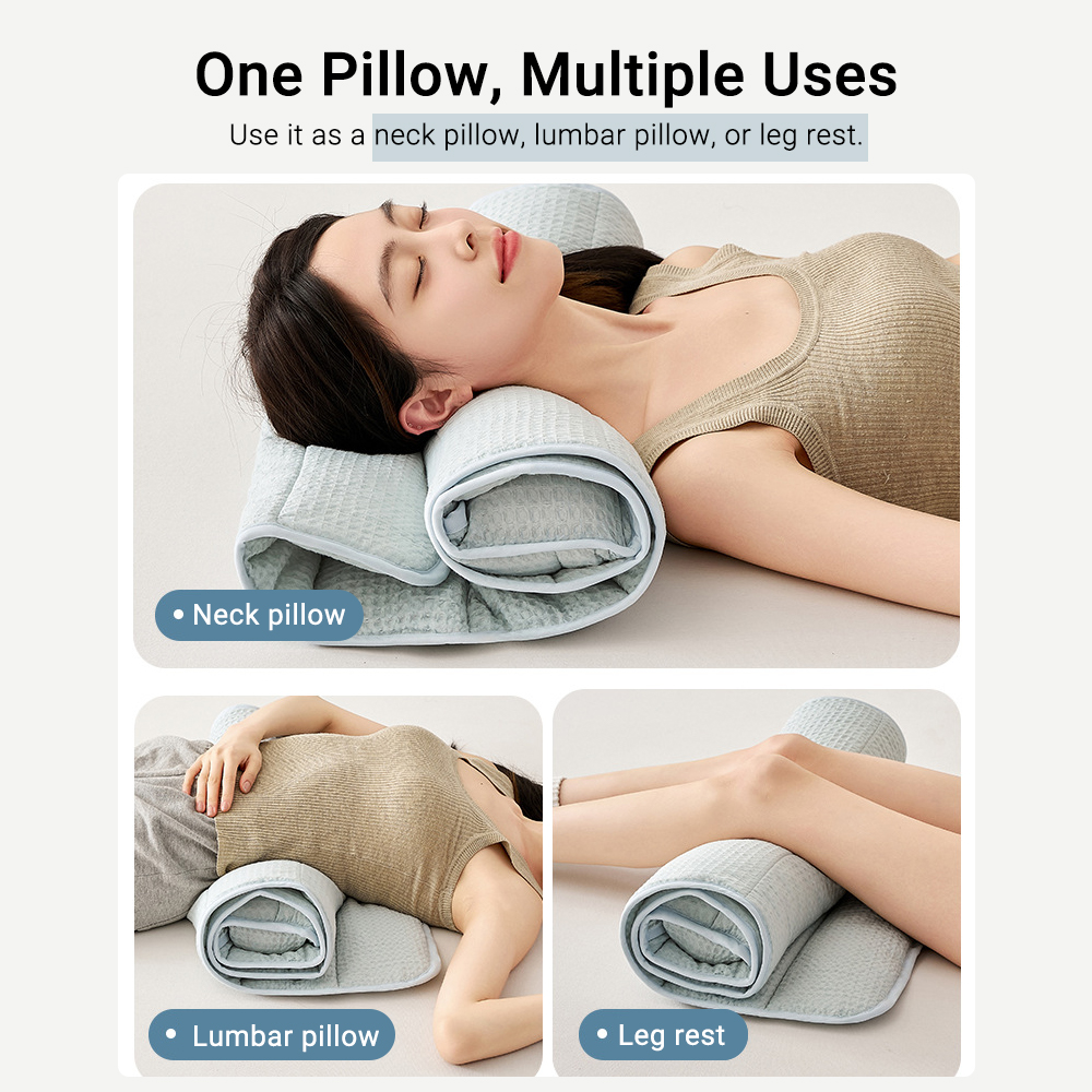 Sleep Towel Therapeutic Towel Pillow Height Adjustable Neck Support Pillow Travel Portable Pillow