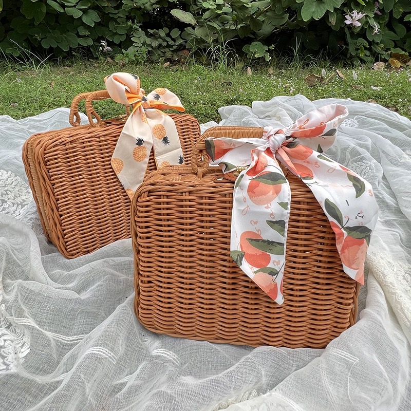 Gift Boxes For Presents With Lids Rattan Storage Box For Birthday Gift Packaging Pinic Storage