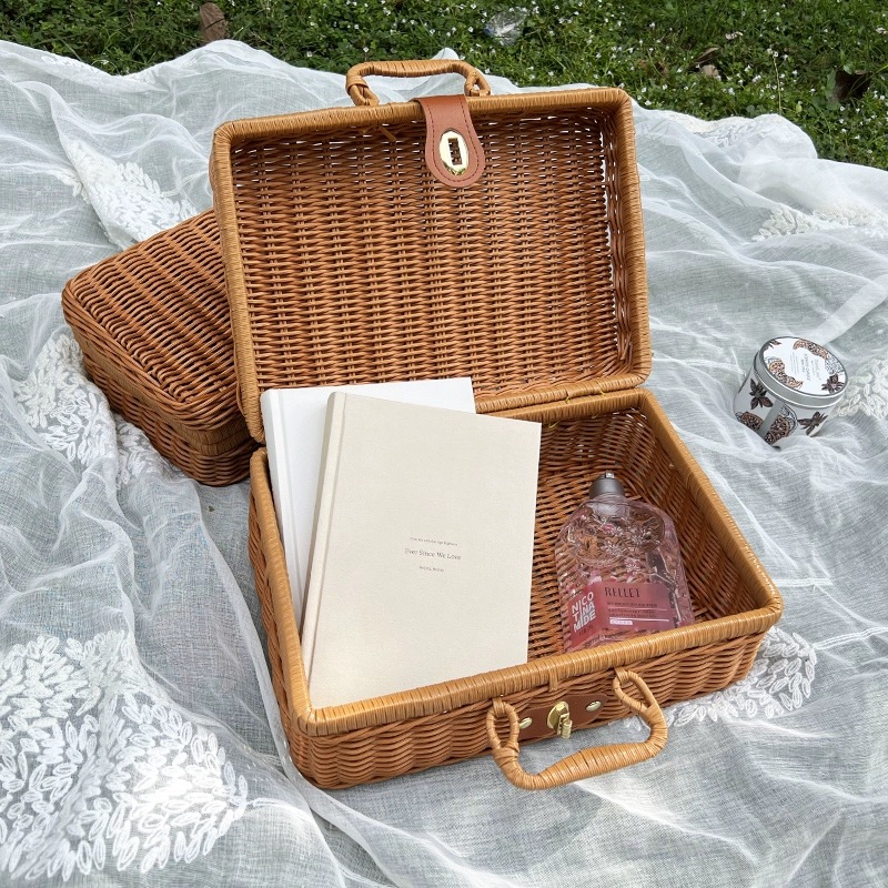 Gift Boxes For Presents With Lids Rattan Storage Box For Birthday Gift Packaging Pinic Storage