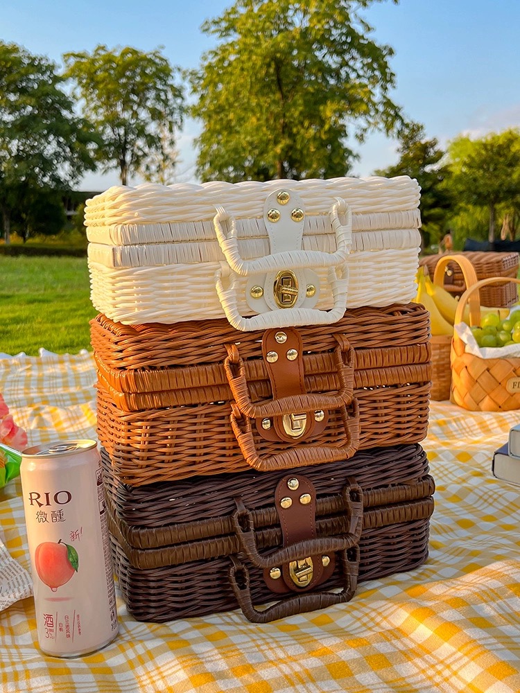 Gift Boxes For Presents With Lids Rattan Storage Box For Birthday Gift Packaging Pinic Storage
