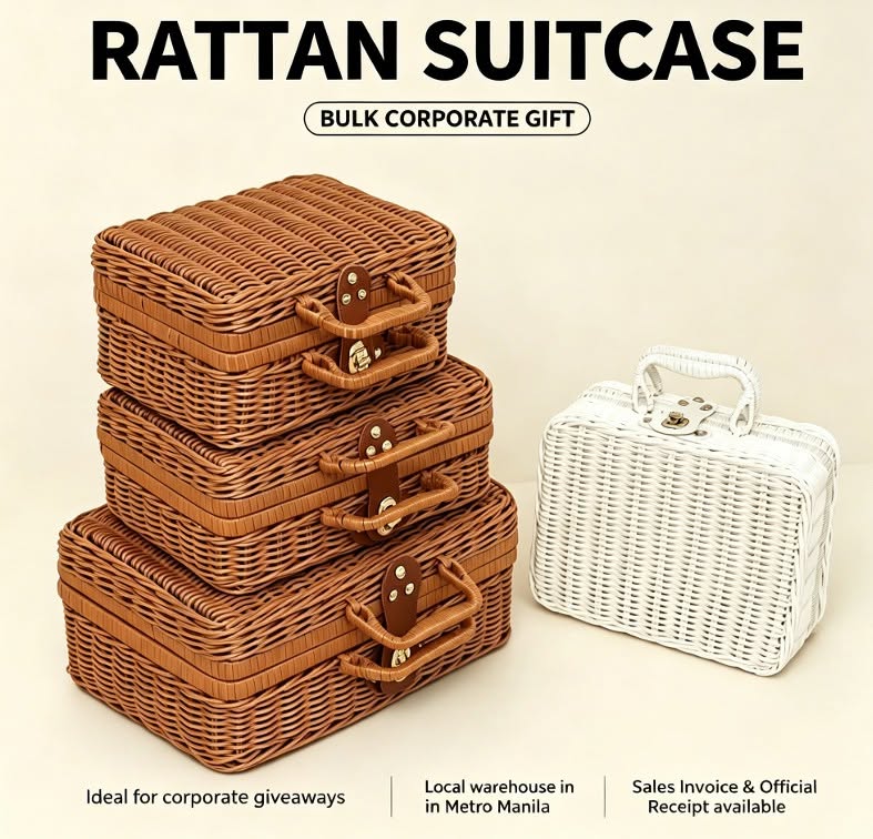 Rattan Suitcase for Gift Sets, Decor, Camping, Storage