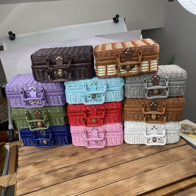Rattan Suitcase for Gift Sets, Decor, Camping, Storage