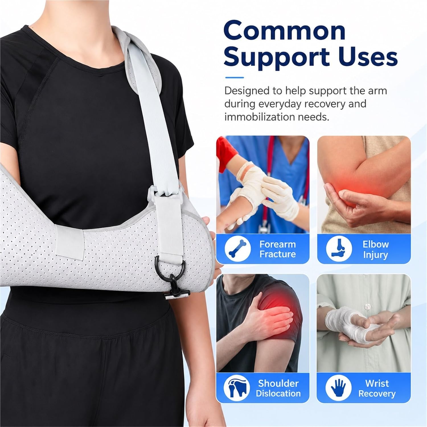 Fracture Protective Shoulder Brace Adjustable Universal Fit Forearm Sling For Children Wrist Elbow Forearm Support