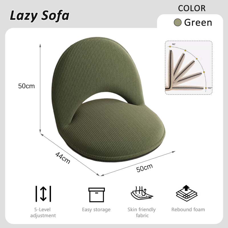 Lazy Sofa Tatami Chair High-Quality Comfortable Lazy Sofa Armchair 5-Level Adjustable with Cushion