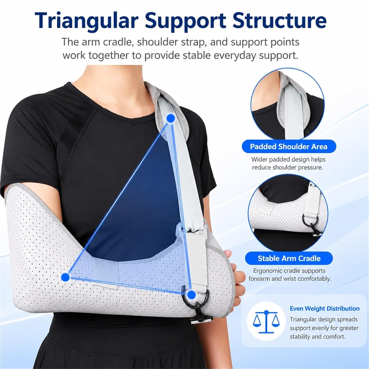 Fracture Protective Shoulder Brace Adjustable Universal Fit Forearm Sling For Children Wrist Elbow Forearm Support