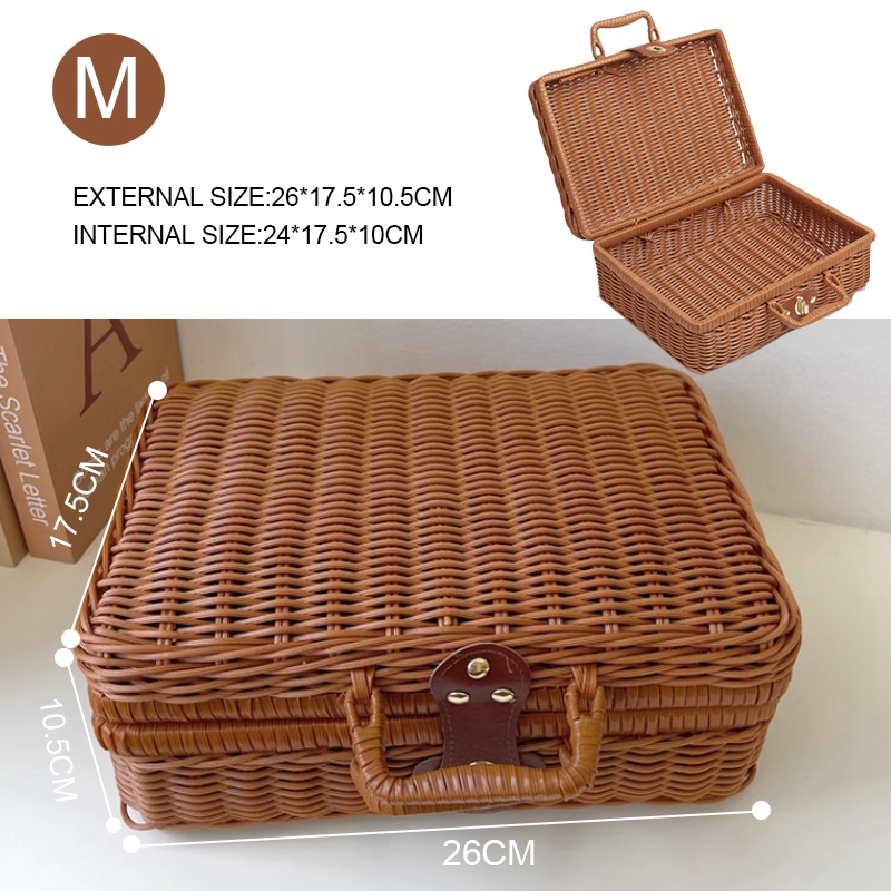 Gift Boxes For Presents With Lids Rattan Storage Box For Birthday Gift Packaging Pinic Storage