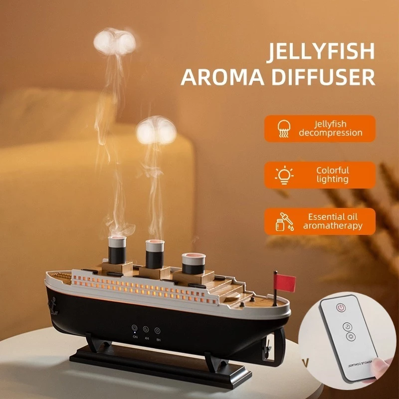 Titanic Air Humidifier Essential Oil Fragrance Diffuser Jellyfish Smoke Ring Spray Diffuser