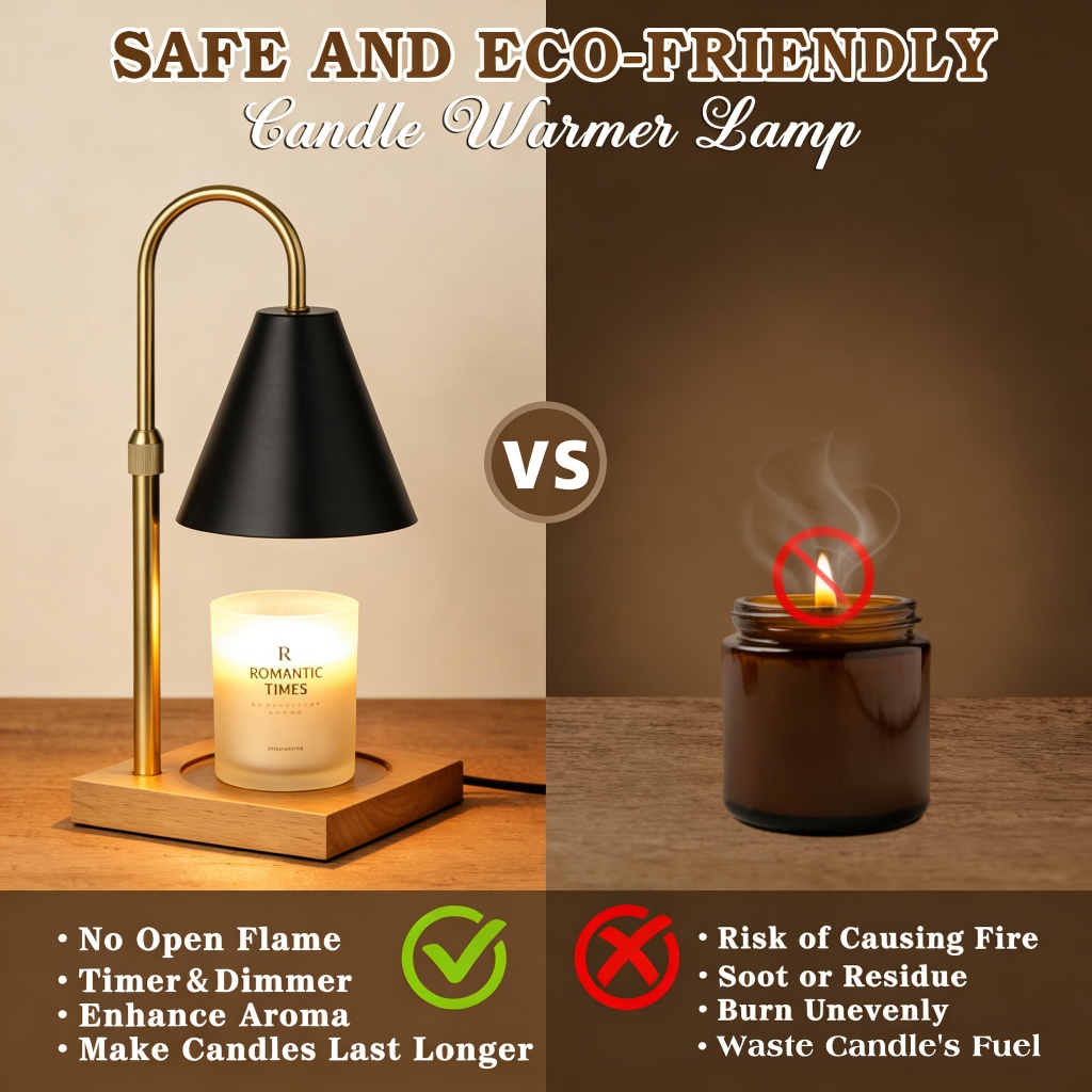 Candle Warmer Lamp Green with Timer Dimmer, Electric Candle Lamp Light Warmer Wax Heater With 2 Bulbs, Mom Christmas Birthday Gifts For Her Women, House Warming Gifts New Home