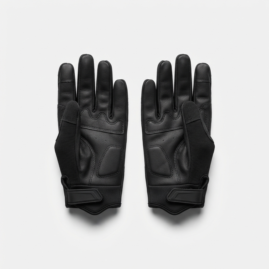 Black padded short-finger cycling gloves