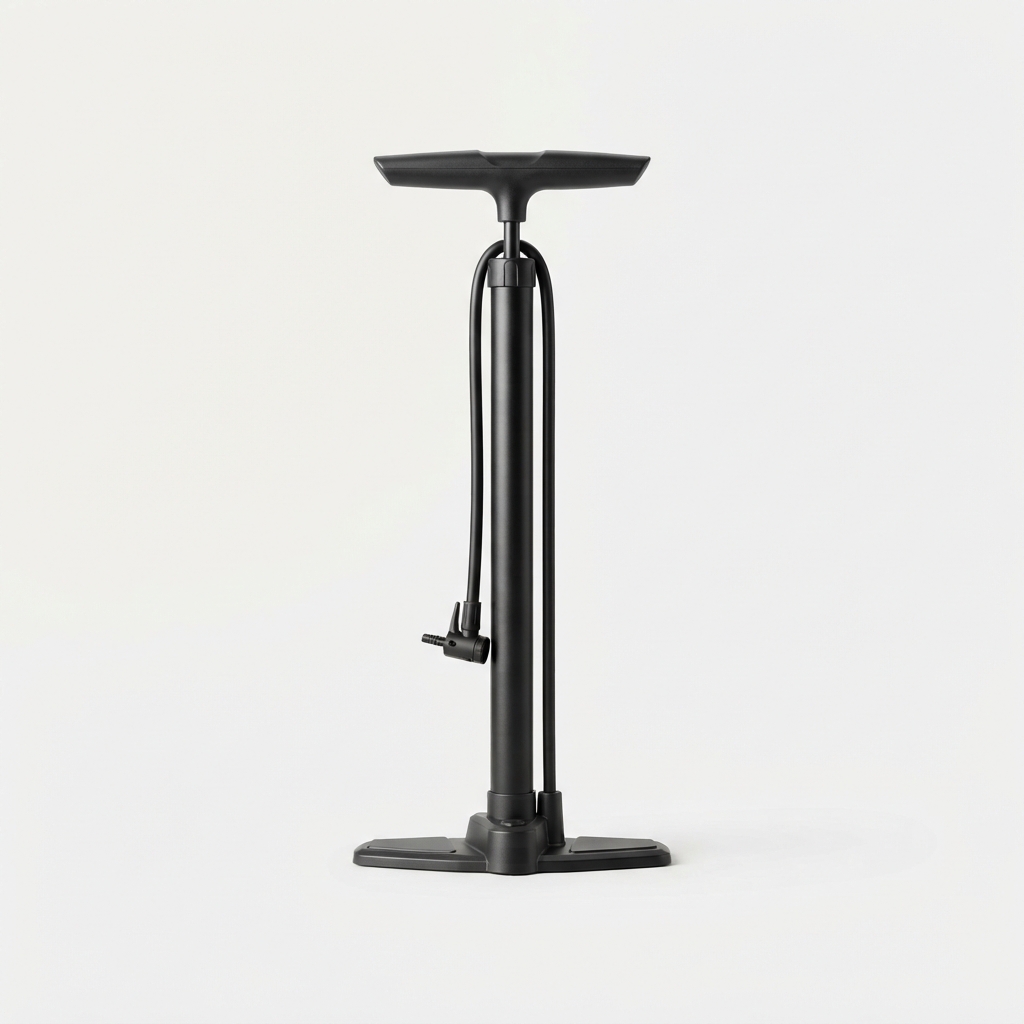 Black high-pressure bike floor pump with gauge