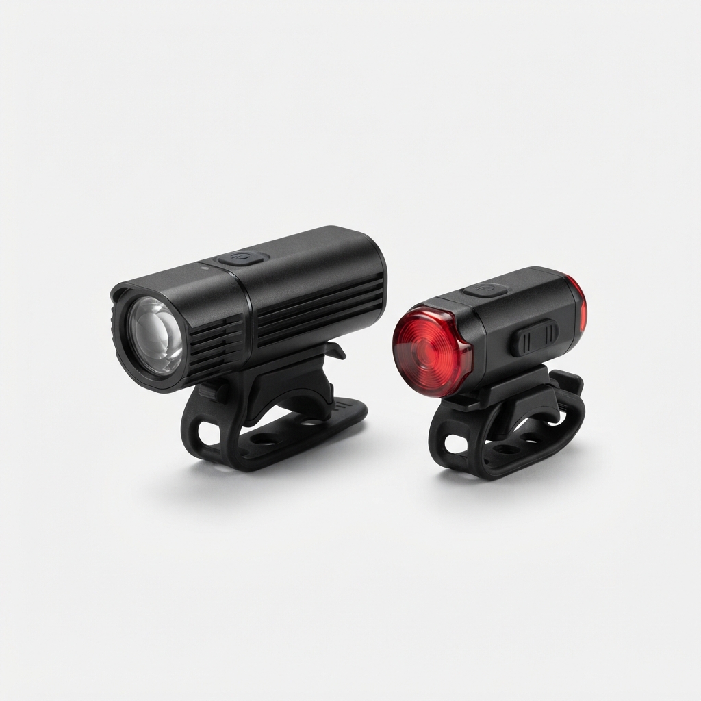 Black USB LED bike front and rear light set