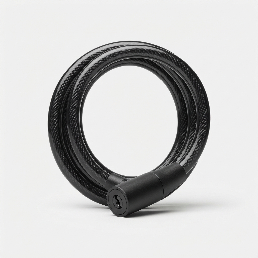 Black flexible bike cable lock