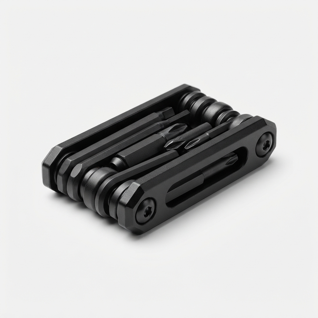 Black compact 12-function bike multi-tool