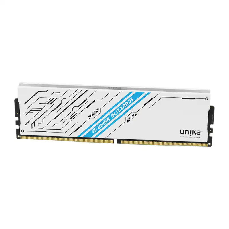 UNIKA DDR5 Blizzards desktop memory module, front view showing the white heatspreader