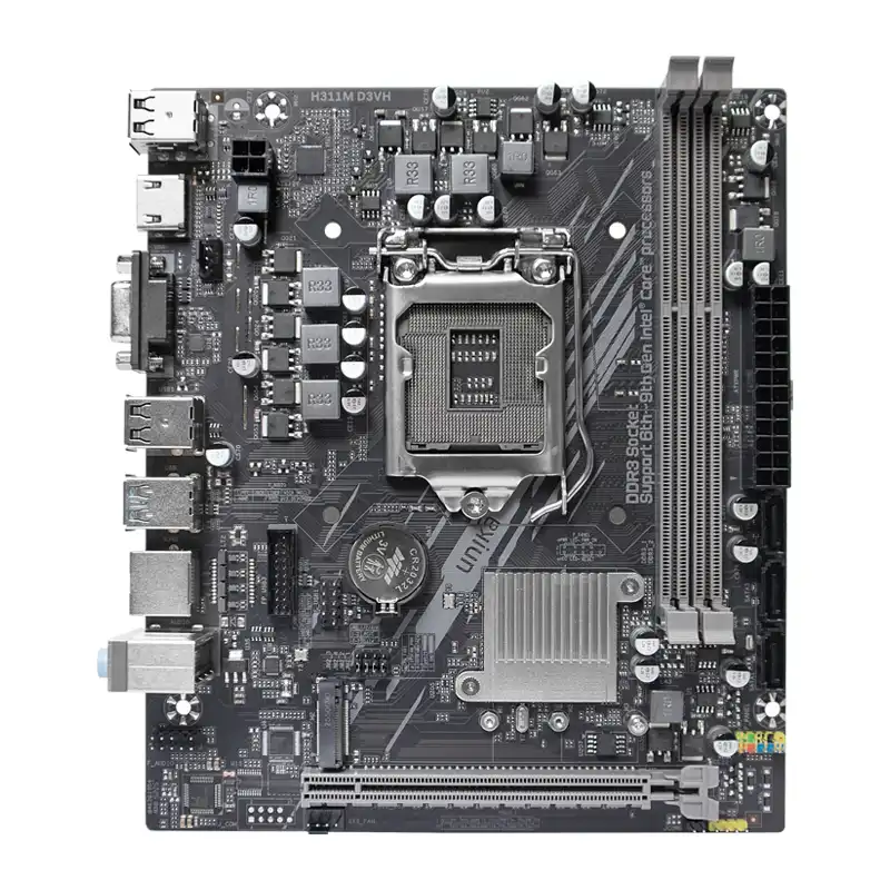 micro-ATX LGA 1151 DDR3 motherboard, front view showing the socket, two DDR3 slots and the M.2 slot