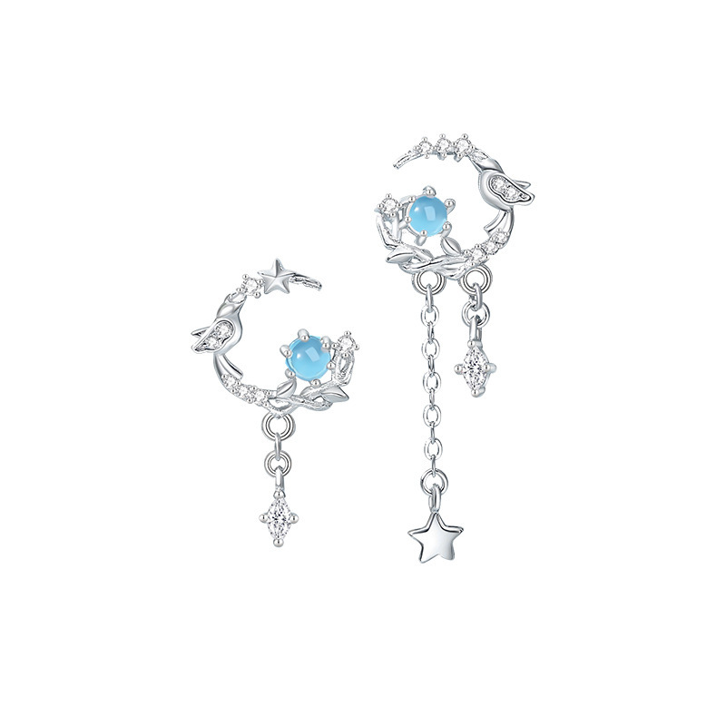  S925 NEW multiple styles Stud 15mm 2.2 g Star and Moon zircon Earrings For women gift
