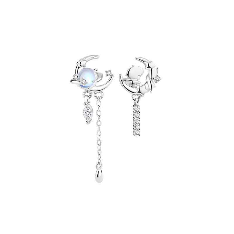  S925 NEW multiple styles Stud 15mm 2.2 g Star and Moon zircon Earrings For women gift