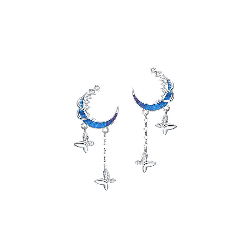  S925 NEW multiple styles Stud 15mm 2.2 g Star and Moon zircon Earrings For women gift
