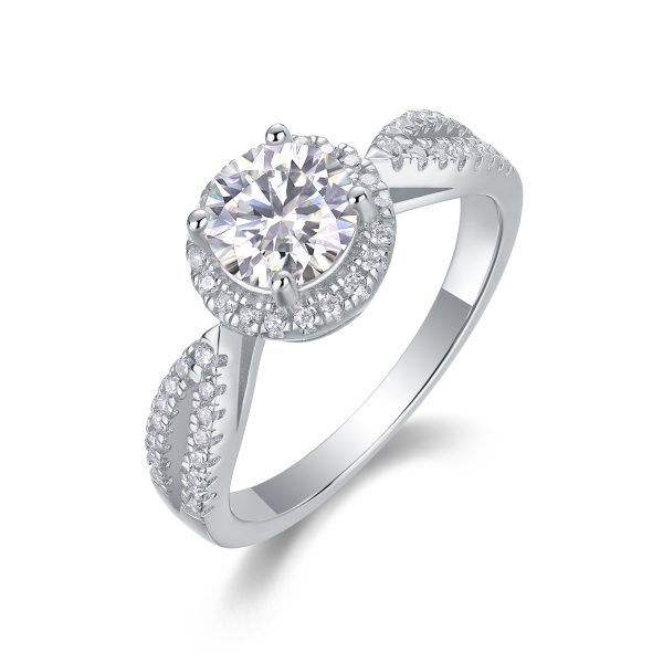 S925 Silver 2-carat 4-Claw High Luxury Inlay zircon Ring 