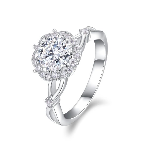 S925 Silver 1-carat Niche daily style zircon Ring 