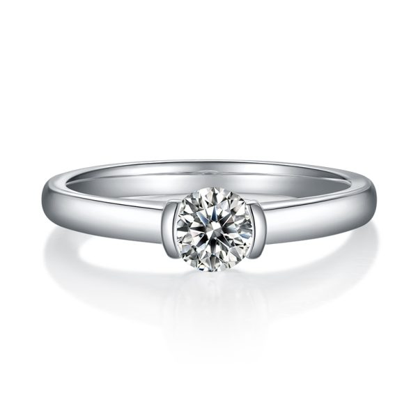  S925 Silver 0.5-carat Simple Style zircon Ring 