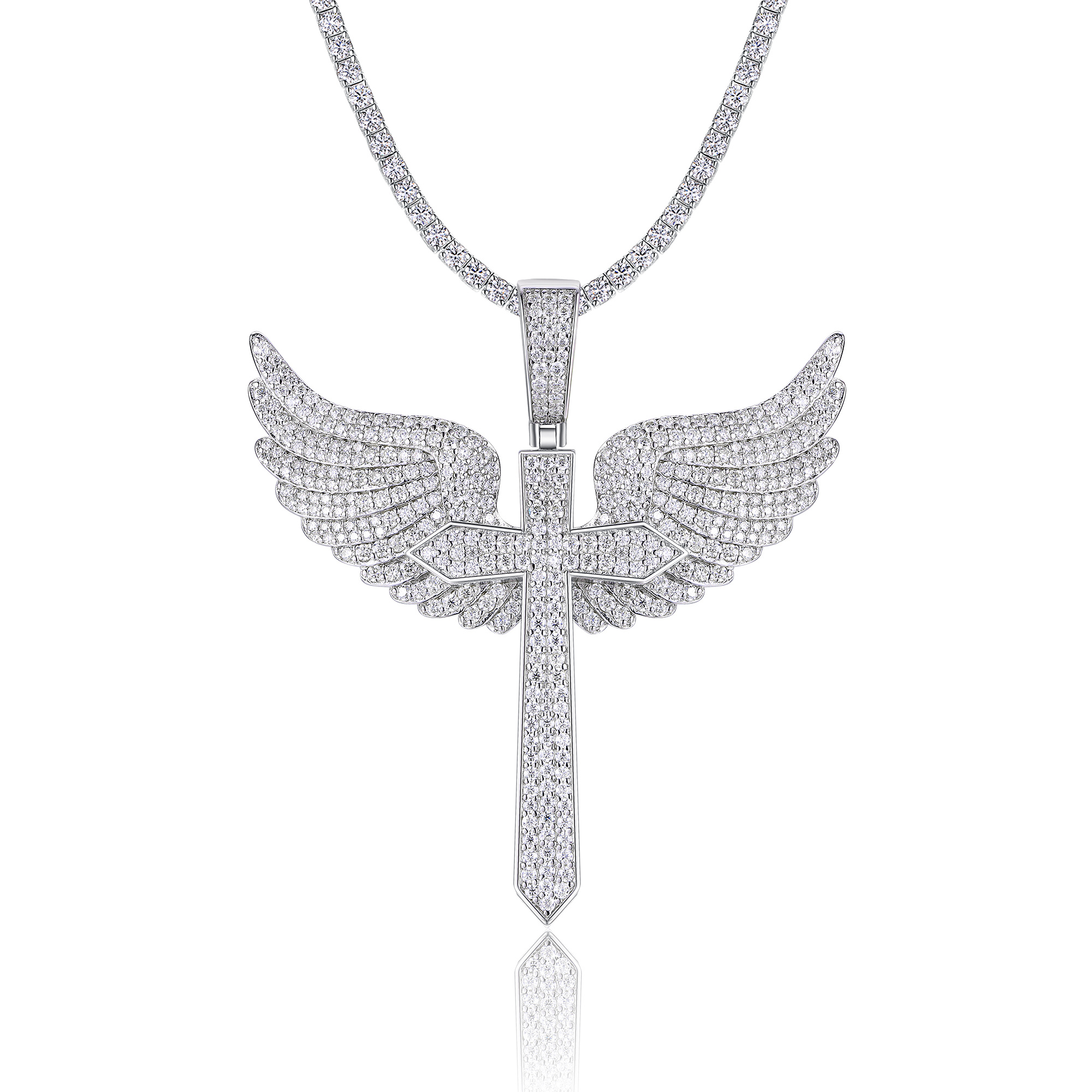 S925 Silver Angel Wings Necklace Pendant Set