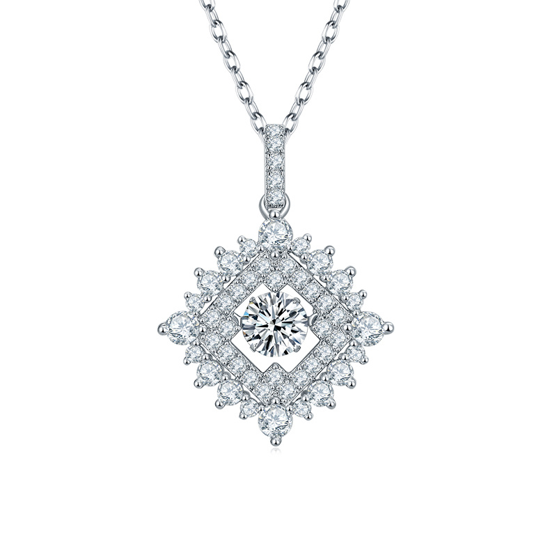 S925 Silver diamond-shaped necklace pendant set 2026