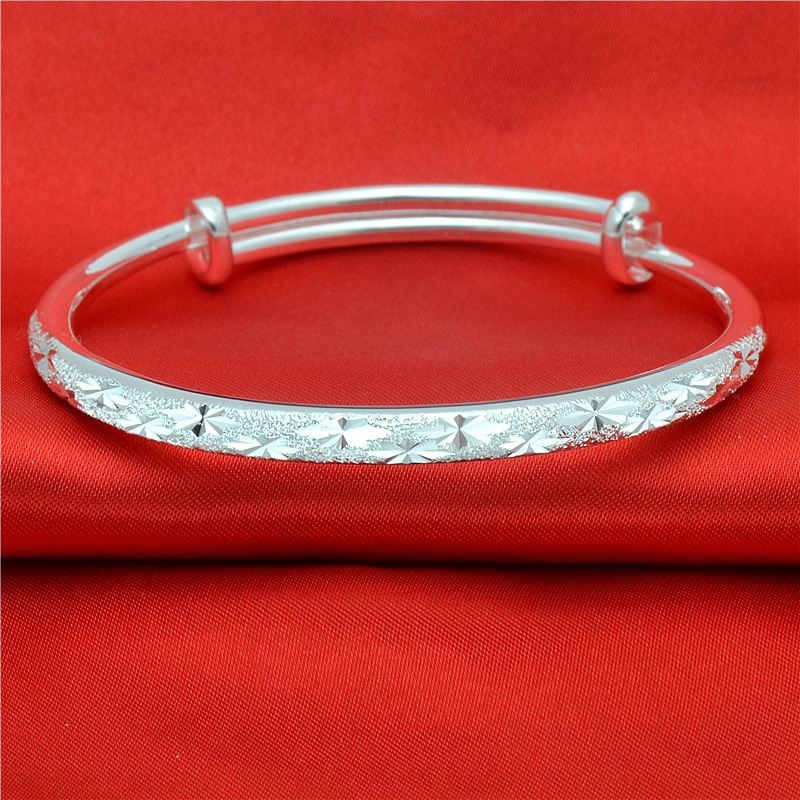 S990 15g Pure silver starry sky with sparkling stars push-pull bracelet