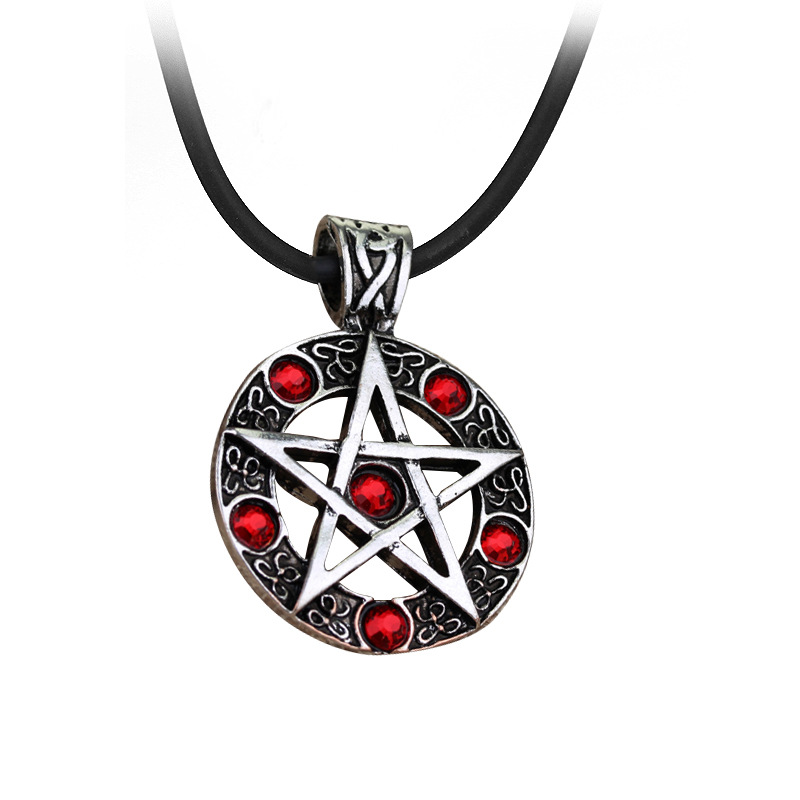 Alloy Material 55 CM Hip hop Rotating Pentagram Pendant Necklace