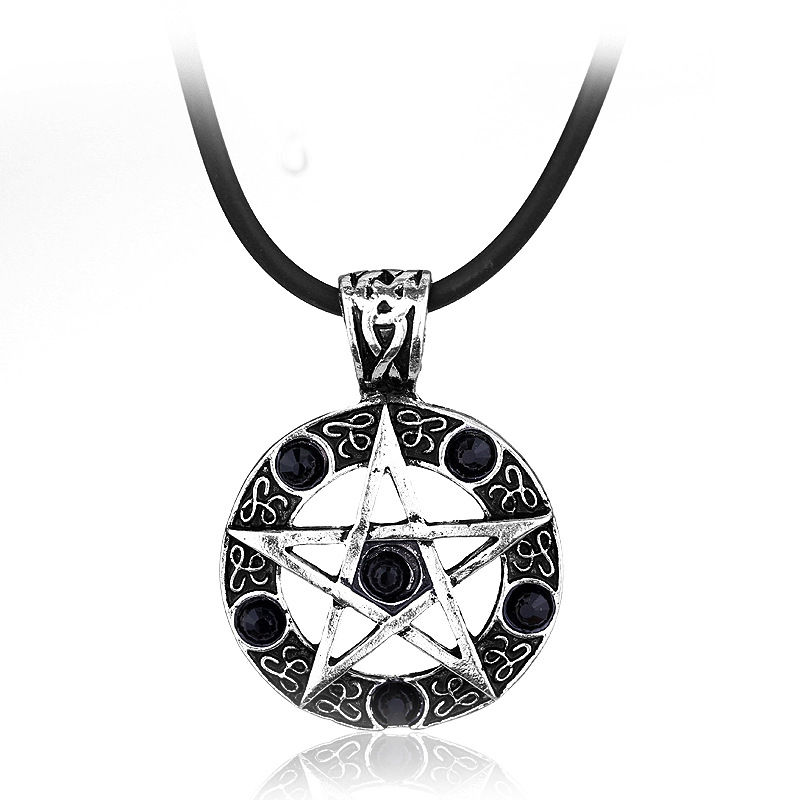 Alloy Material 55 CM Hip hop Rotating Pentagram Pendant Necklace