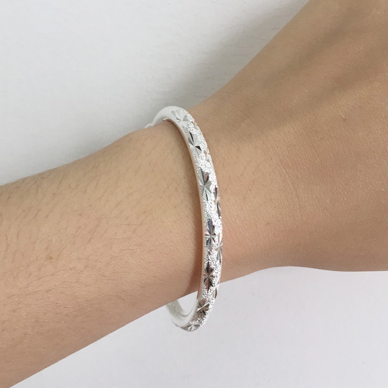 S990 15g Pure silver starry sky with sparkling stars push-pull bracelet