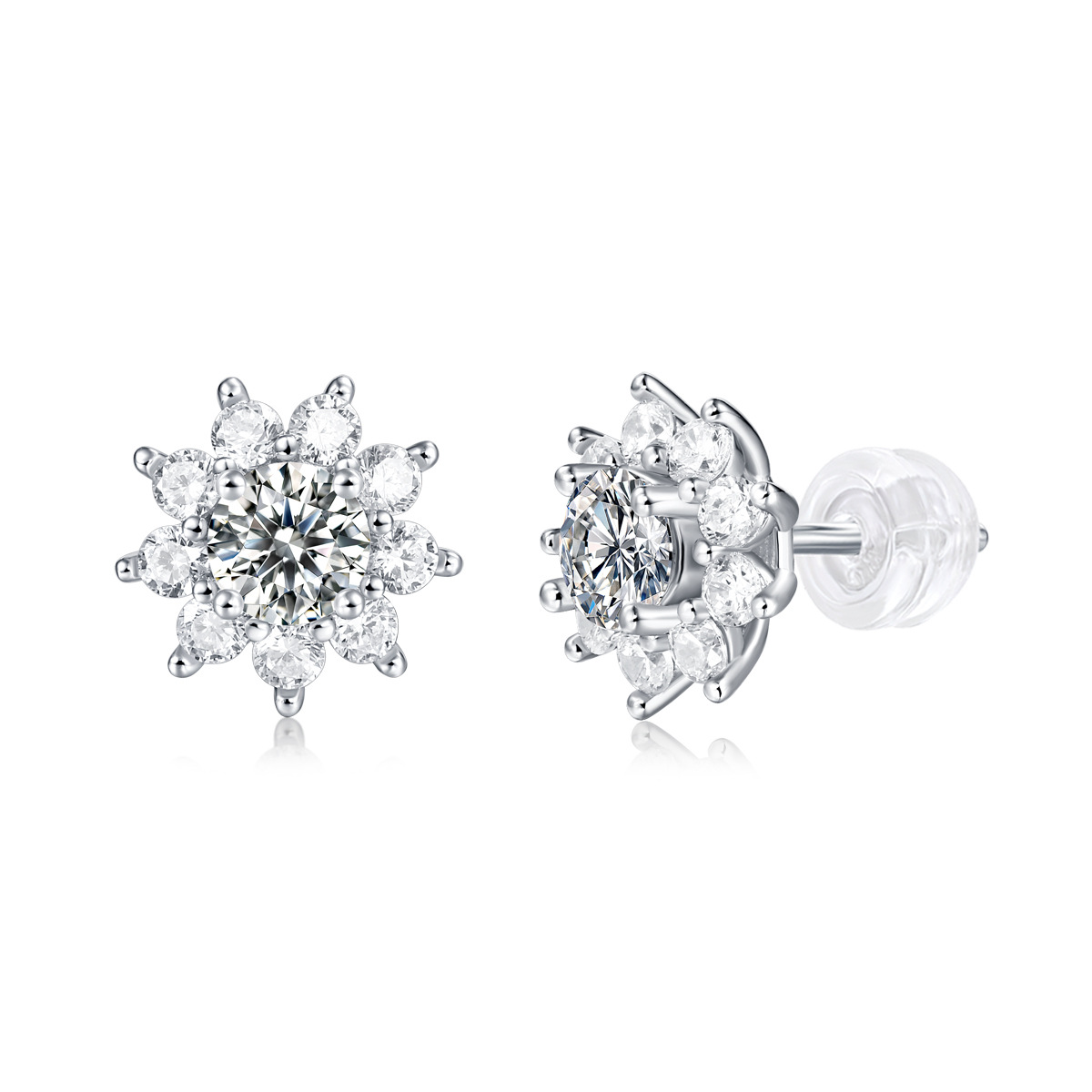 S925 multiple styles Stud 15mm 1.5 g Flower design zircon Earrings  