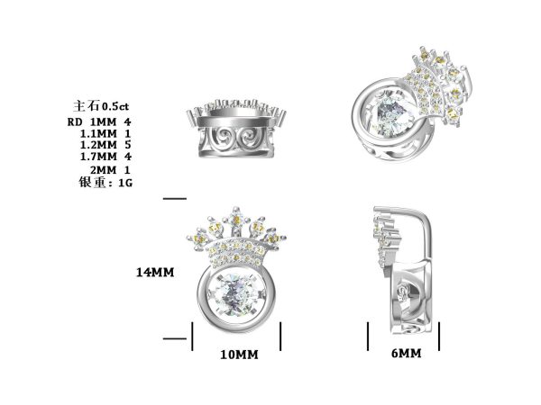 S925 Silver Round Crown Necklace Pendant 2026