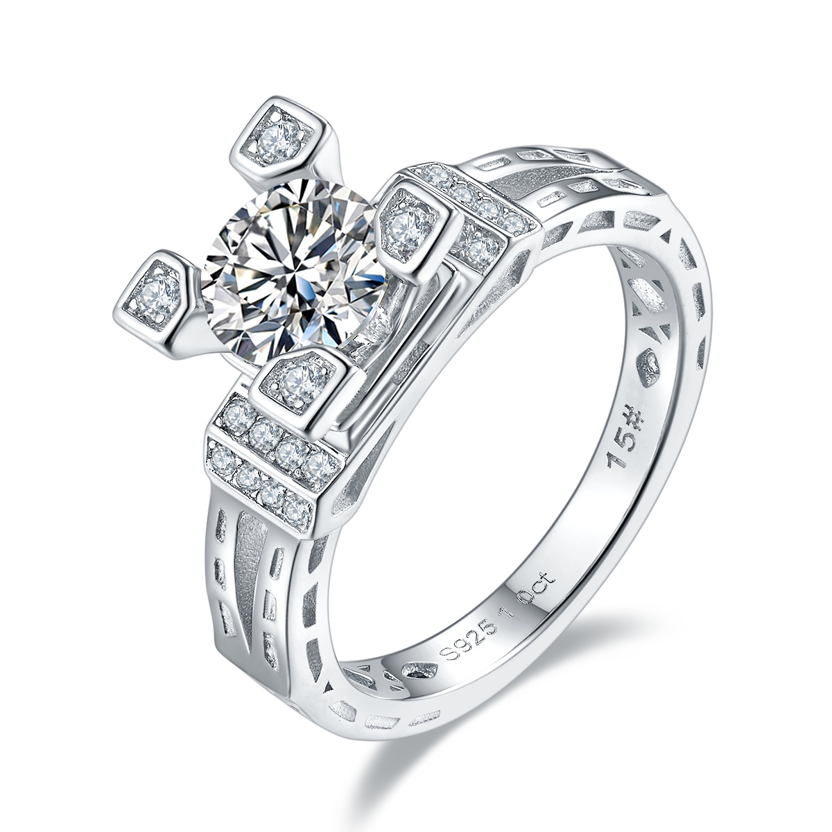 [Copy]S925 Silver 2-carat Small sugar cube zircon Ring 