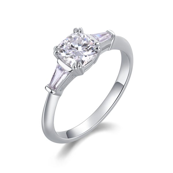 S925 Silver 1-carat 4-Claw Women's Simple Style zircon Ring 