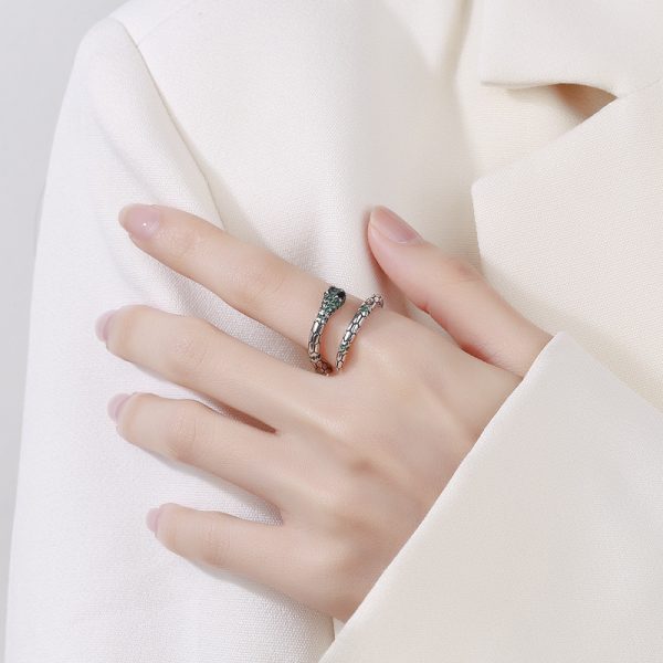 S925 Silver 0.3-carat Green Zircon Snakes zircon Ring 