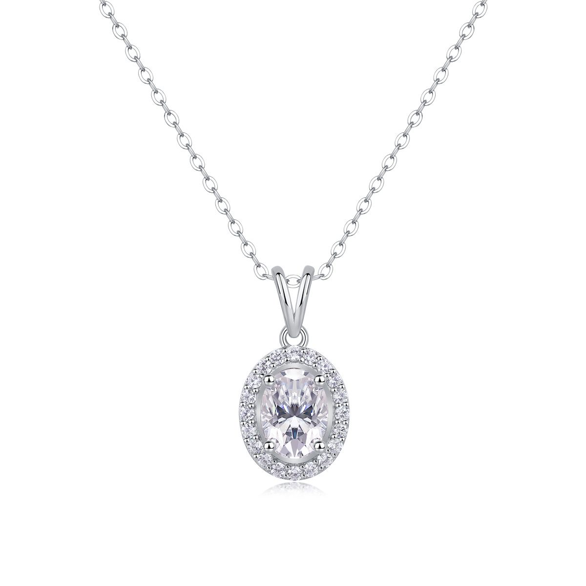 S925 Silver V-shaped ellipse Infinity Necklace Pendant Set