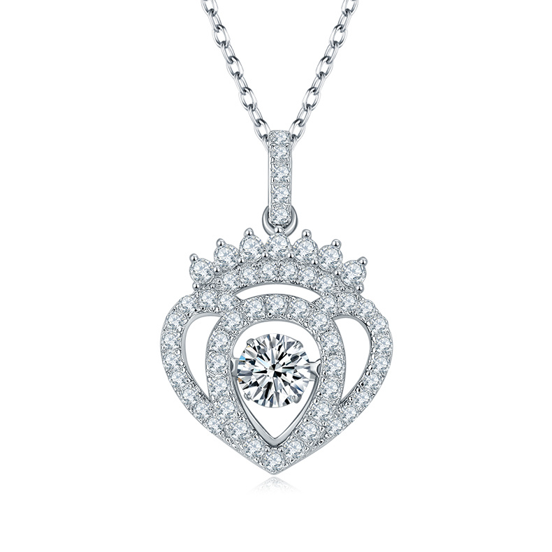 S925 Silver Heart-shaped Crown Necklace Pendant 2026