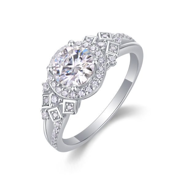 S925 Silver 1-carat zircon Harbor Clear Sky Ring