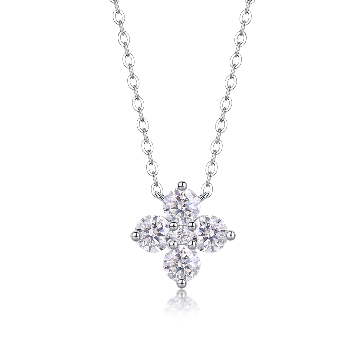  S925 Silver Lucky Four- ury Jewelry Pendant Necklace Set