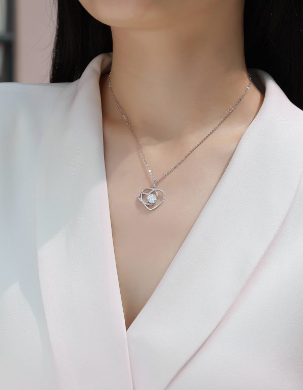 S925 Silver Heart To Heart Pendant Necklace Set