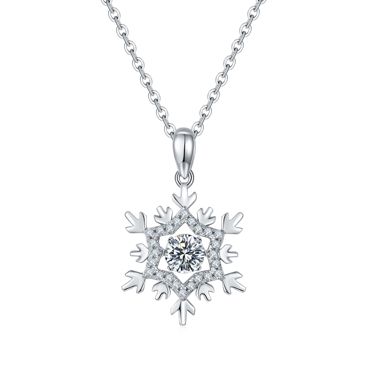 S925 Silver Snowflake Diamond Necklace Pendant 2026