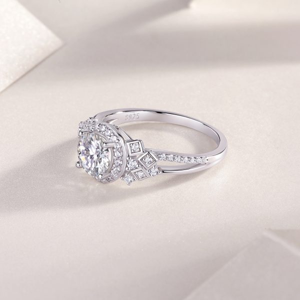 S925 Silver 1-carat zircon Harbor Clear Sky Ring