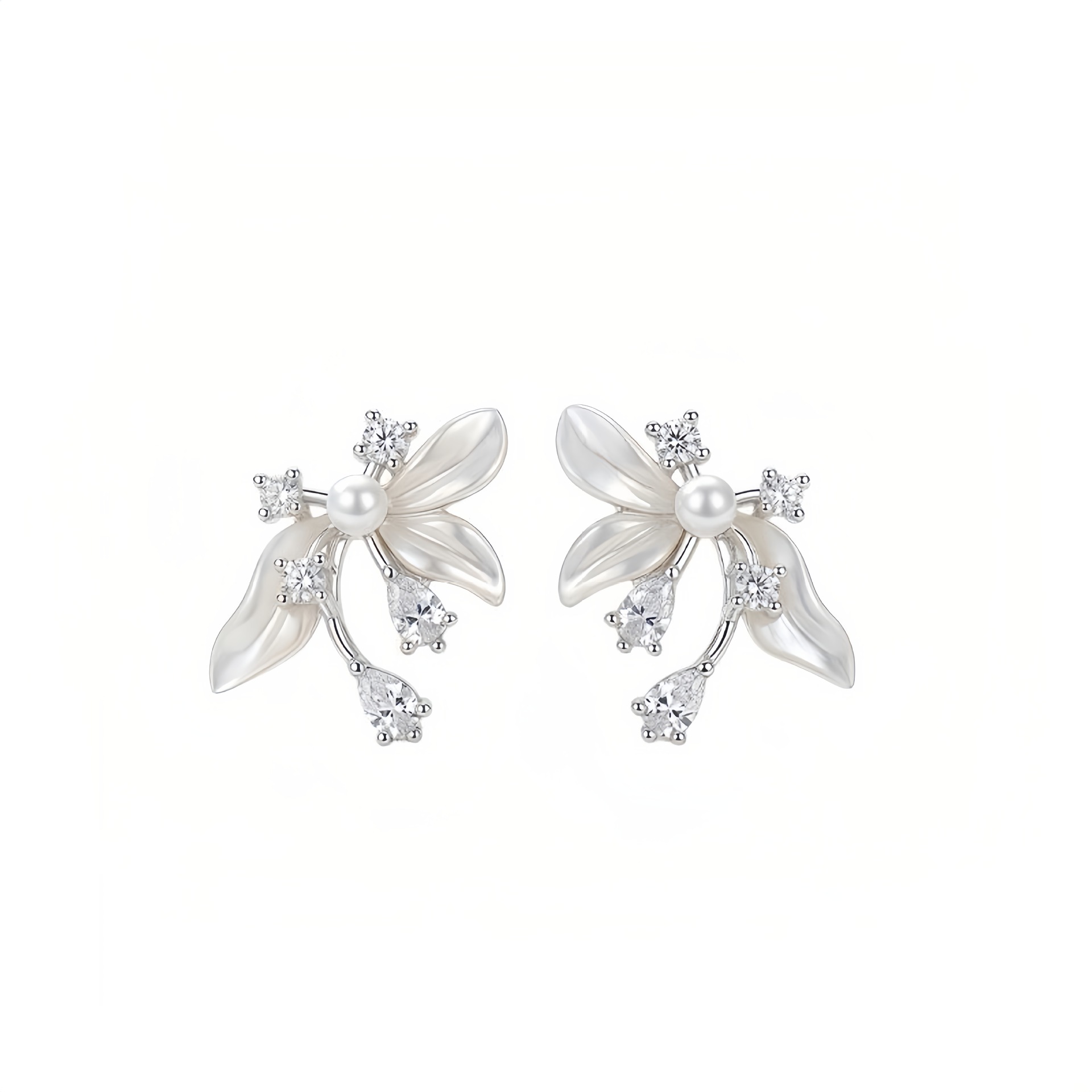 S925 multiple styles Stud 15mm 1.5 g Flower design zircon Earrings  