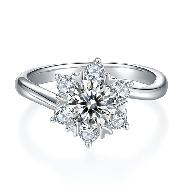 [Copy][Copy]S925 Silver 2-carat Plum blossom style zircon Ring 