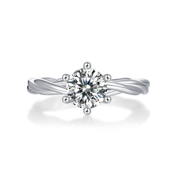 S925 Silver 1.5-carat 6-Claw fried dough twist Classic zircon Ring 